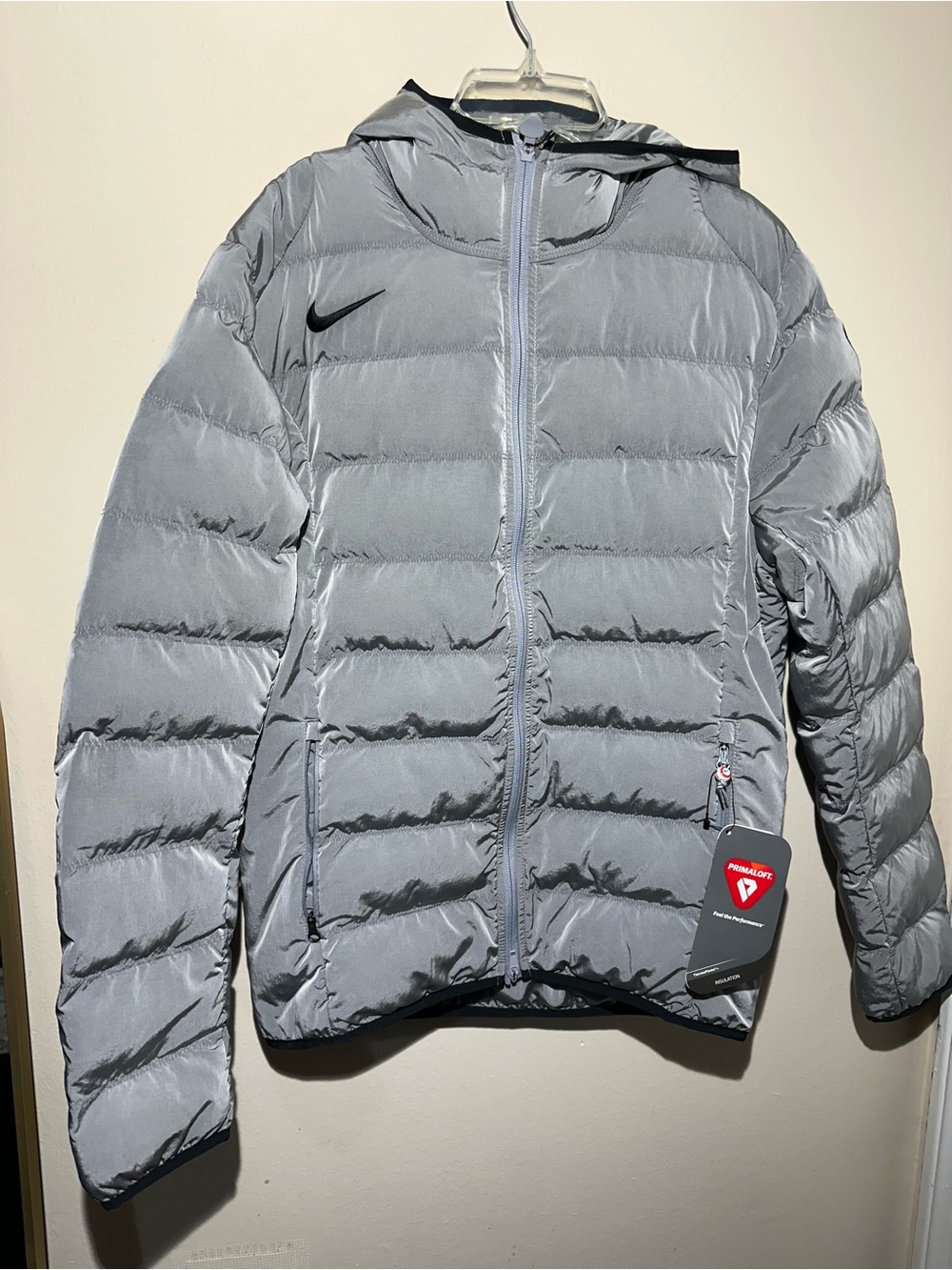 Nike Total 90 Therma-FIT Soccer Puffer Jacket Zip Up Gray HV3507-043 Mens Size S